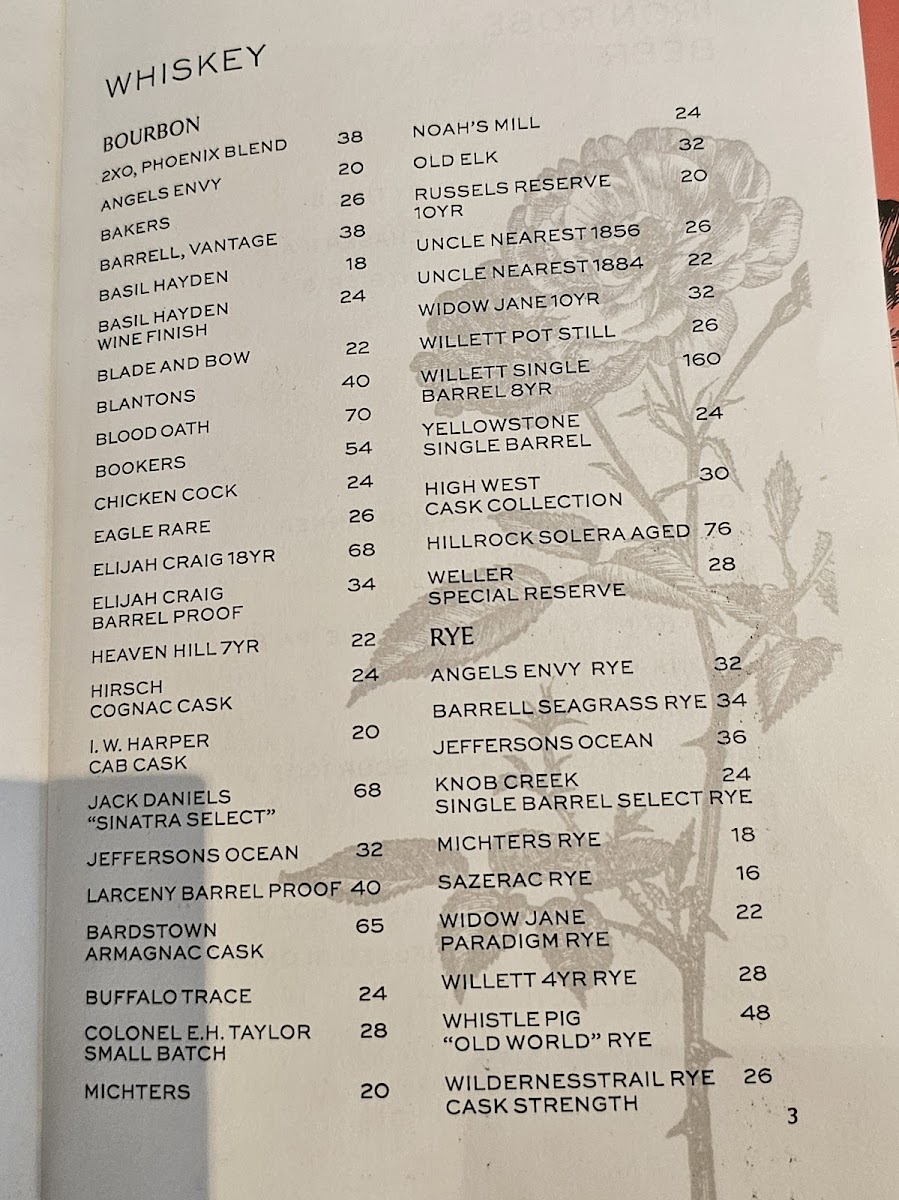 Iron Rose Menu - Image 1